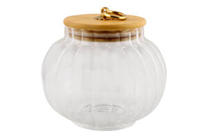 Цукорниця 800мл скло з бамбуковю кришкою