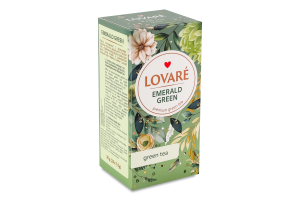 Бленд чаю зеленого та улуна байхового дрібного Emerald green Lovare к/у 24х1.5г