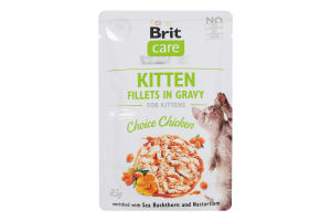 Корм д/кошенят з філе курки в соусі 85г пауч Бріт Кеа