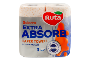 Полотенца бумажные 3-х слойные Extra absorb Selecta Ruta 2шт