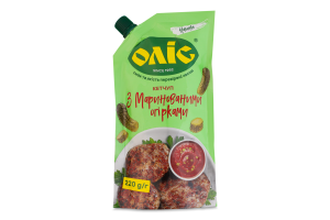 Кетчуп с сахаром и подсластителем С маринованными огурцами Оліс д/п 220г