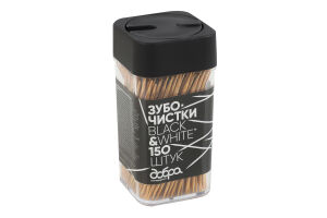 Зубочистки бамбуковые карбонизированные Black&White Добра господарочка 150шт