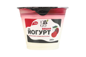 Йогурт 3.2% термостатний Вишня Lago ст 250г