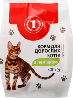 Корм сухой полнорационный для взрослых котов с печенью ТМ "1" м/у 400г