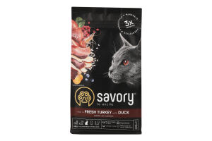 Корм д/стерилізованих котів з індичкою та качкою сухий 400г Savory