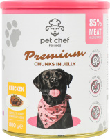 Корм д/дорослих собак Premium шматочки з куркою в желе 800г ж/б Pet Chef