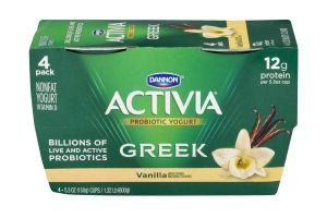 Dannon Activia Nonfat Greek Probiotic Yogurt with Bifidus Vanilla - 4 PK