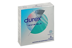 Презервативы латексные ультратонкие с силиконовой смазкой Invisible Durex 3шт