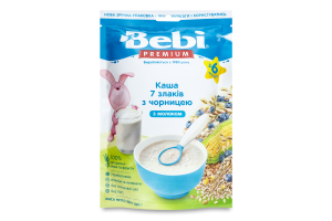 Каша молочна для дітей від 6міс 7 злаків з чорницею Premium Bebi д/п 200г