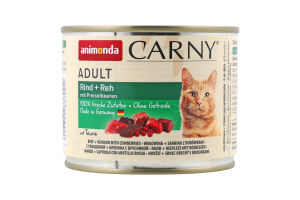 Корм д/котів з яловичиною олениною та брусницею 200г ж/б Карні