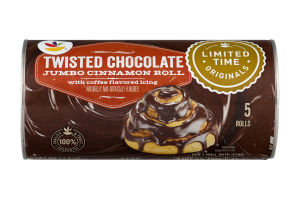 Ahold Twisted Chocolate Jumbo Cinnamon Rolls with Coffee Flavored Icing - 5 CT