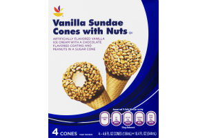 Ahold Vanilla Sundae Cones With Nuts - 4 CT
