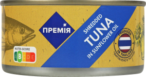 Тунець Премія подрібнений стерилізований в олії