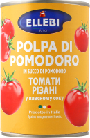 Томаты резаные в собственном соку Ellebi ж/б 400г