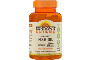 Sundown Naturals Odor-Less Fish Oil 1200mg Coated Softgels - 85 CT