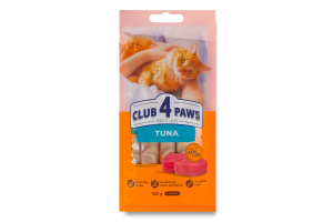 Лакомство для котов кремовое Тунец Premium Club 4 Paws м/у 4х15г