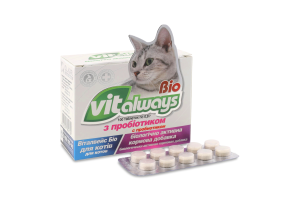 Добавка біологічно-активна кормова д/котів VITalways Bio з пробіотиком 100таблеток O.L.KAR.