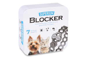 Нашийник-блокер д/котів та собак протипаразитарний 35см Superium