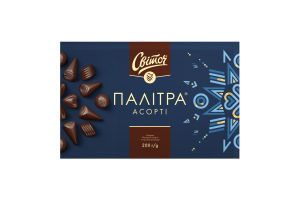 Конфеты в черном шоколаде Палитра Ассорти Світоч к/у 200г