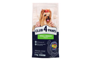 Корм сухой полнорационный для взрослых собак малых пород Club 4 Paws м/у 2кг