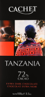 Шоколад Tanzania екстра чорний 72%какао 100г Cachet