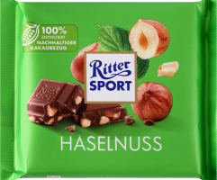 Шоколад молочный с кусочками лесного ореха Ritter Sport м/у 100г
