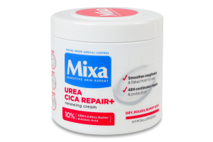 Крем для сухої огрубілої шкіри обличчя, рук та тіла відновлюючий Urea Cica Repair+ Mixa 400мл