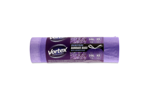 Пакети для сміття з затяжкою фіолетові з ароматом лаванди 35л Vortex 15шт