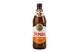 Пиво 0.5л 5.5% світле пшеничне нефільтроване пастеризоване Weizen Земан пл