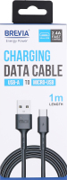 Кабель Brevia USB-MicroUSB black 1м 51100BUMC1