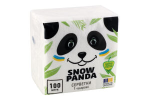 Серветки паперові столові одношарові білі Snow Panda 100шт