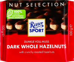 Шоколад чорний з цілими лісовими горіхами Ritter Sport м/у 100г
