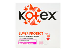 Прокладки ежедневные Super Deo Kotex 52шт