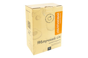Сік прямого віджиму без додавання цукру пастеризований яблучно-обліпиховий Фермерське господарство Валентина к/у 3л