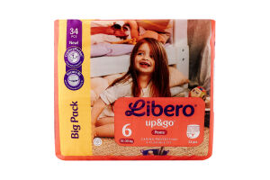 Підгузники-трусики Up&Go 6 12-18кг 34шт Libero