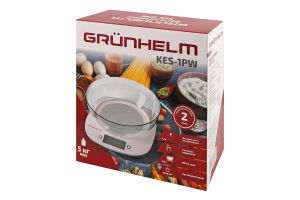 Ваги кухонні білі з чашою до 5кг Grunhelm