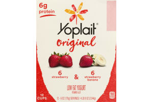 Yoplait Original Low Fat Yogurt Strawberry & Strawberry Banana - 12 CT