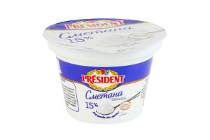 Сметана 15% President ст 180г