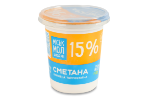 Сметана 15% топленая термостатная Міськмолзавод №1 ст 300г