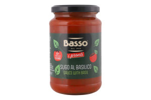 Соус томатний з базиліком пастеризований Basso с/б 350г