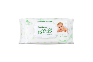 Серветки вологі дитячі з екстрактом ромашки та алое Baby 72шт
