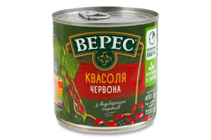 Квасоля червона стерилізована Ніжна Верес з/б 400г