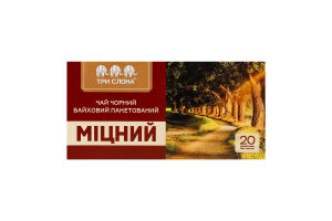Чай чёрный купажированный байховый мелкий Крепкий Три слона к/у 20х1.5г