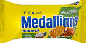 Вафлі солоні зі смаком сметани та зелені Medallions Lekorna м/у 60г
