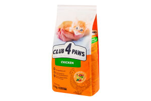 Корм сухий повнораціонний для кошенят Курка Premium Club 4 Paws м/у 5кг