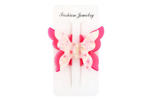 Заколка-краб д/волосся Різнобарвний метелик подвійна 4,5*7см