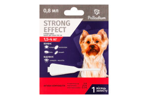 Краплі д/собак від 1,5 до 4кг Стронг Ефект протипаразитні 0,8мл Палладіум