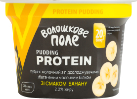 Пудинг 2.2% молочний з підсолоджувачами збагачений молочним білком зі смаком банану Protein Волошкове поле ст 200г