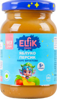 Пюре фруктовое для детей от 5мес гомогенизированное стерилизованное без сахара Яблоко-персик Elfik Magic с/б 170г