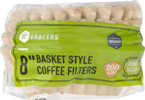 SE Grocers 8" Basket Style Coffee Filters Unbleached - 200 CT